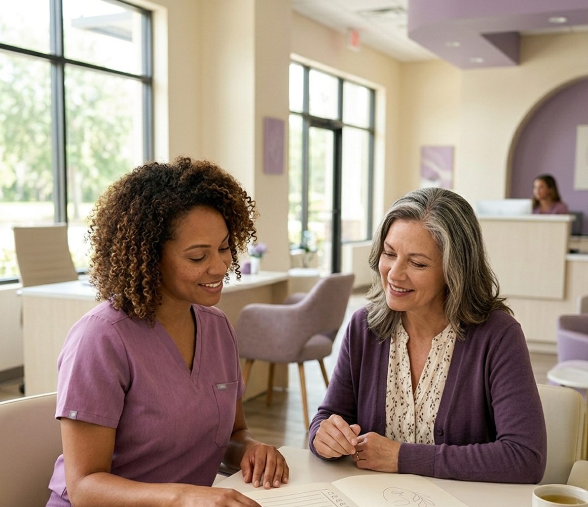 Choosing a hormone therapy delivery method with a provider at Florida Aesthetics and Wellness Brandon FL