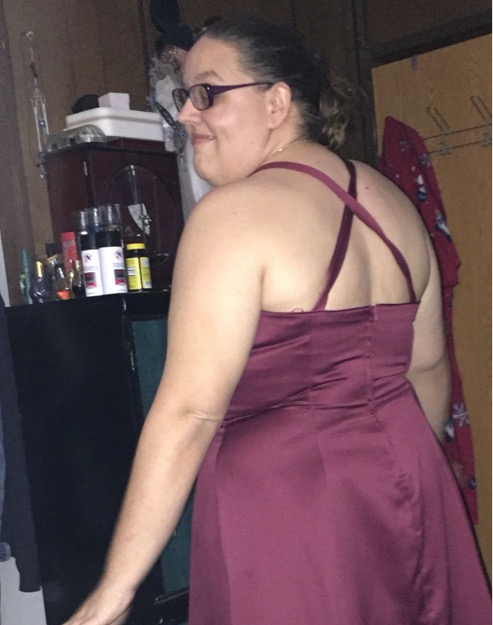 Sabrina before her medical weight loss, back view